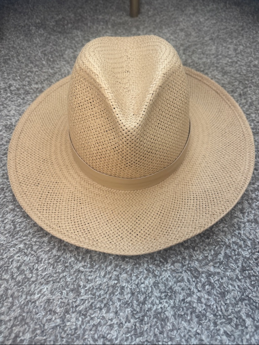Janessa Leone Men's Wide-Brim Straw Fedora in Natural Tan